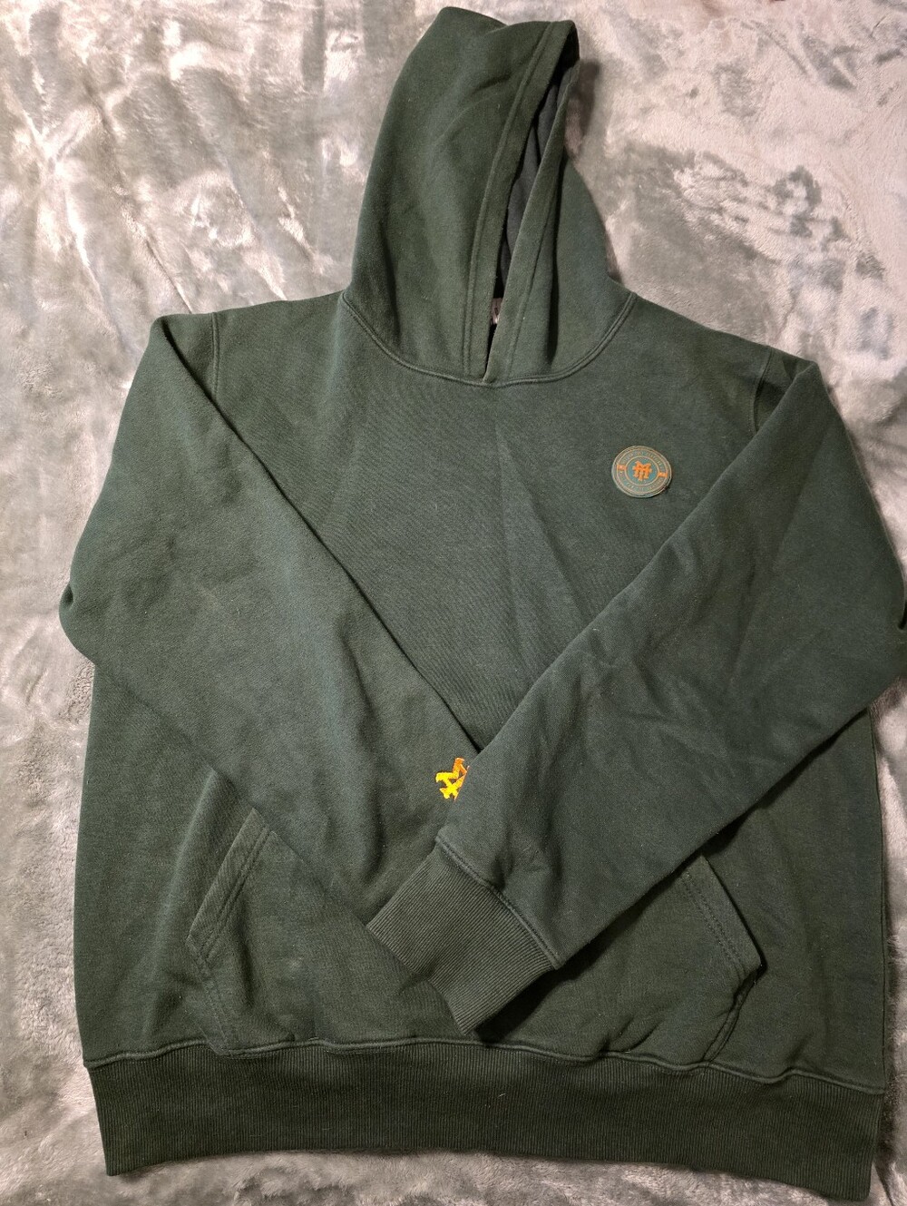 smitten Dark Green Pullover Hoodie with Chest Tag